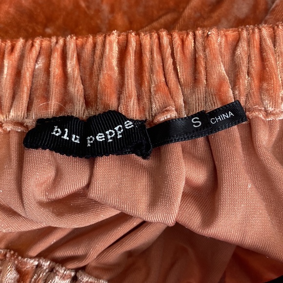 Blu Pepper Velvet off shoulder embroidered dress | Sz S - Picture 6 of 8